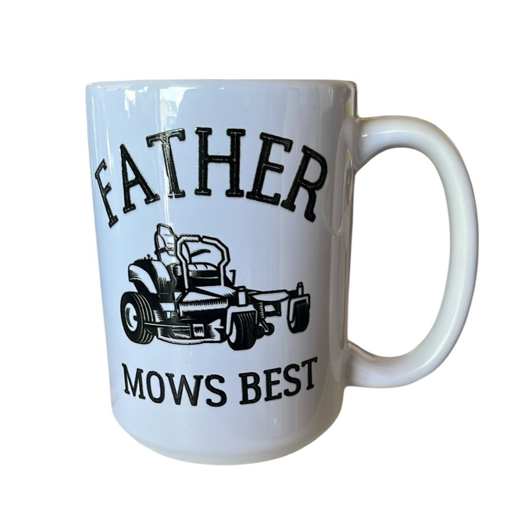 Father Mows Best White Mug